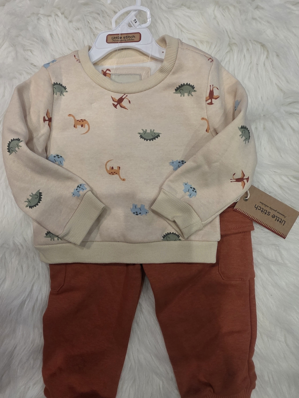 Little Stitch Dinosaur Sweatshirt Pants Set Baby 18M NWT